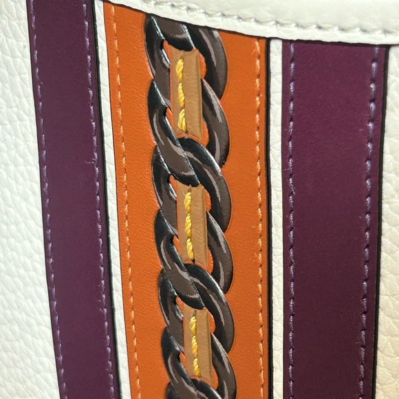 COACH 1941 Emery Varsity Stripe Glovetanned Pebble Leather Crossbody in Chalk - Picture 3 of 13